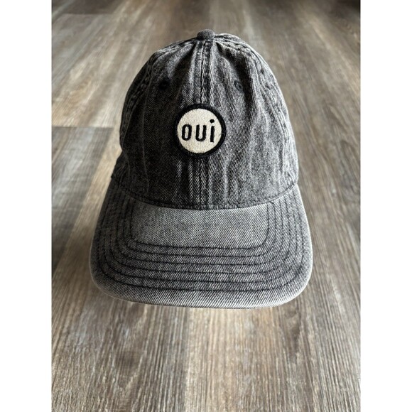 Clare V Oui Embroidered Cotton Twill Baseball Cap Faded Black Denim NWOT - Picture 4 of 9